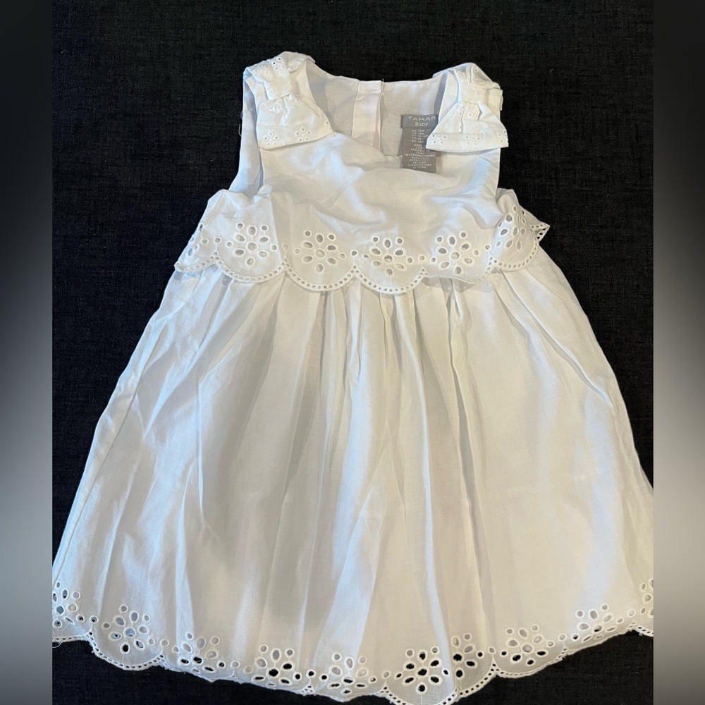 White Toddler Dress with Eyelet Detail